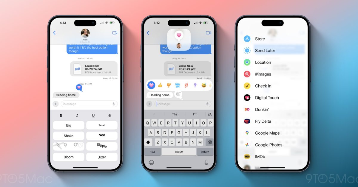 Tout ce qui arrive dans Messages avec iOS 18 : nouvelles réactions emoji, envoi programmé, mise en forme des textes, RCS et bien plus encore !