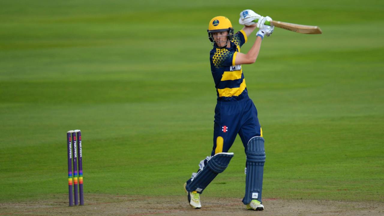 Nick Selman en action pour Glamorgan, Somerset contre Glamorgan, NatWest Blast, Taunton, 13 août 2017