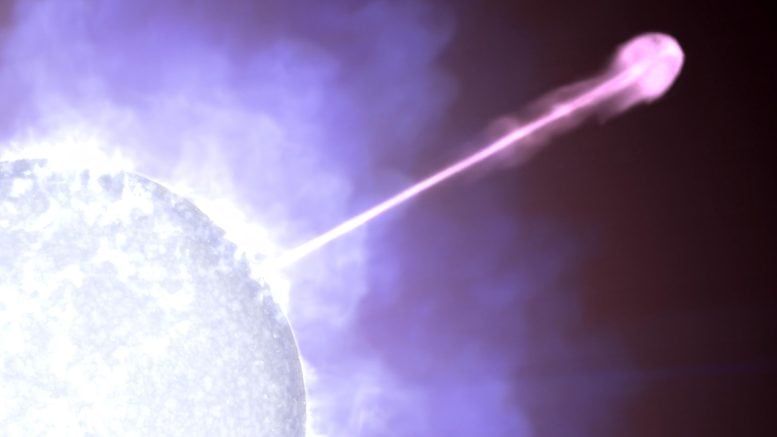 science Jet Particles Emerges Massive Star