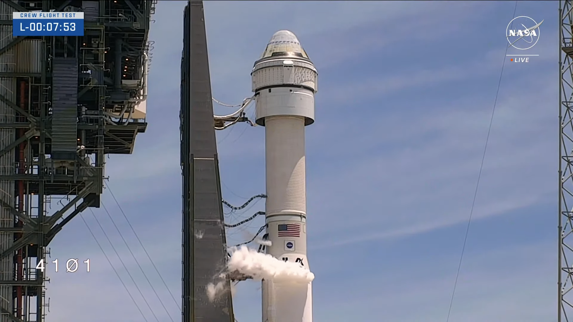 Capsule de test de vol d'équipage Starliner de Boeing sur la rampe de lancement