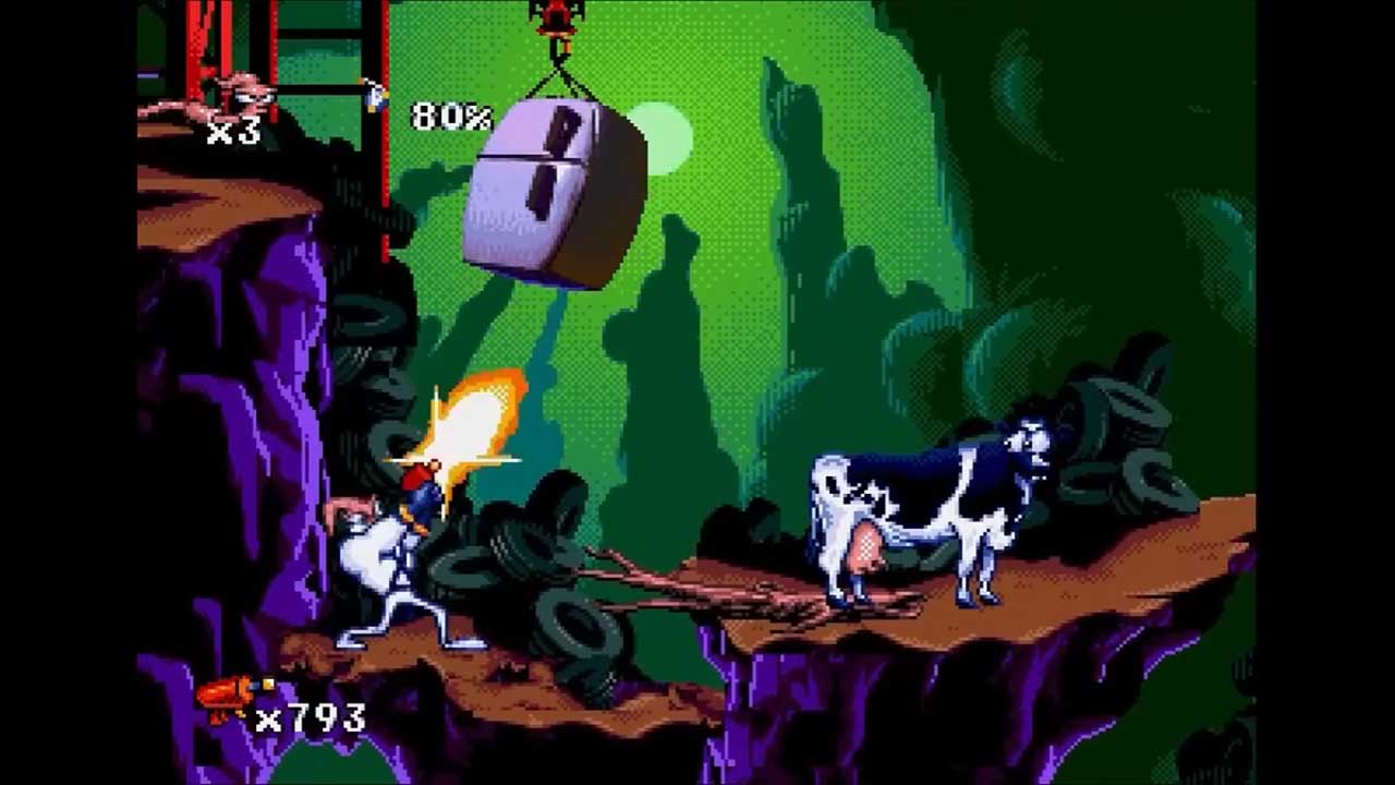 La blague récurrente du 'lancement de vache' était absurde.