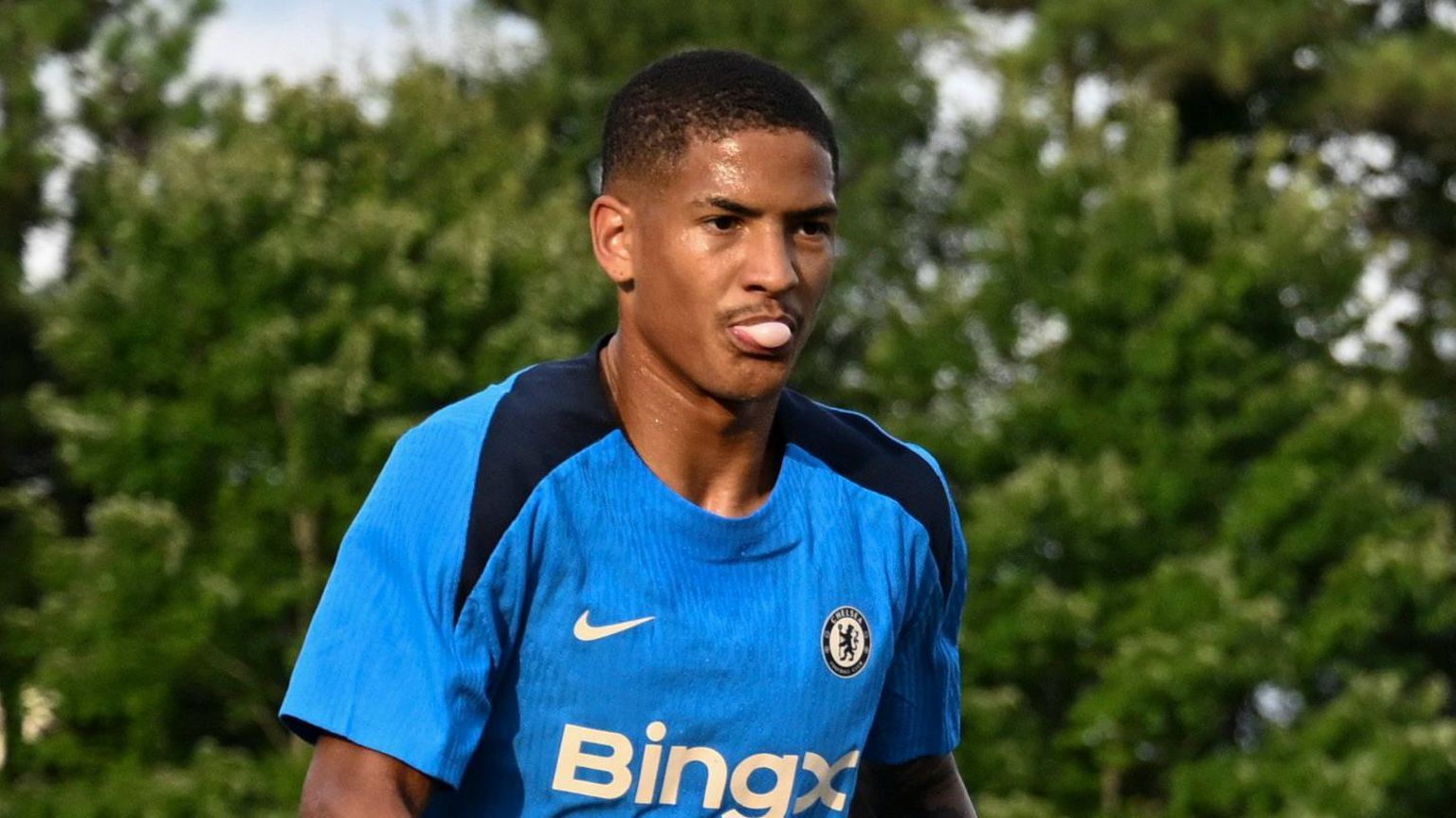 Angelo Gabriel lors d'un entraînement avec Chelsea.