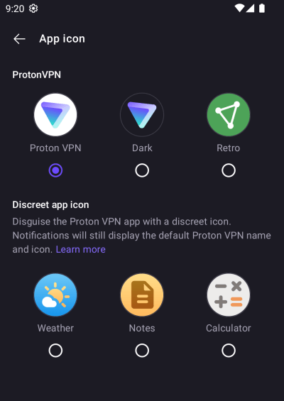 Icône Discrète de Proton VPN