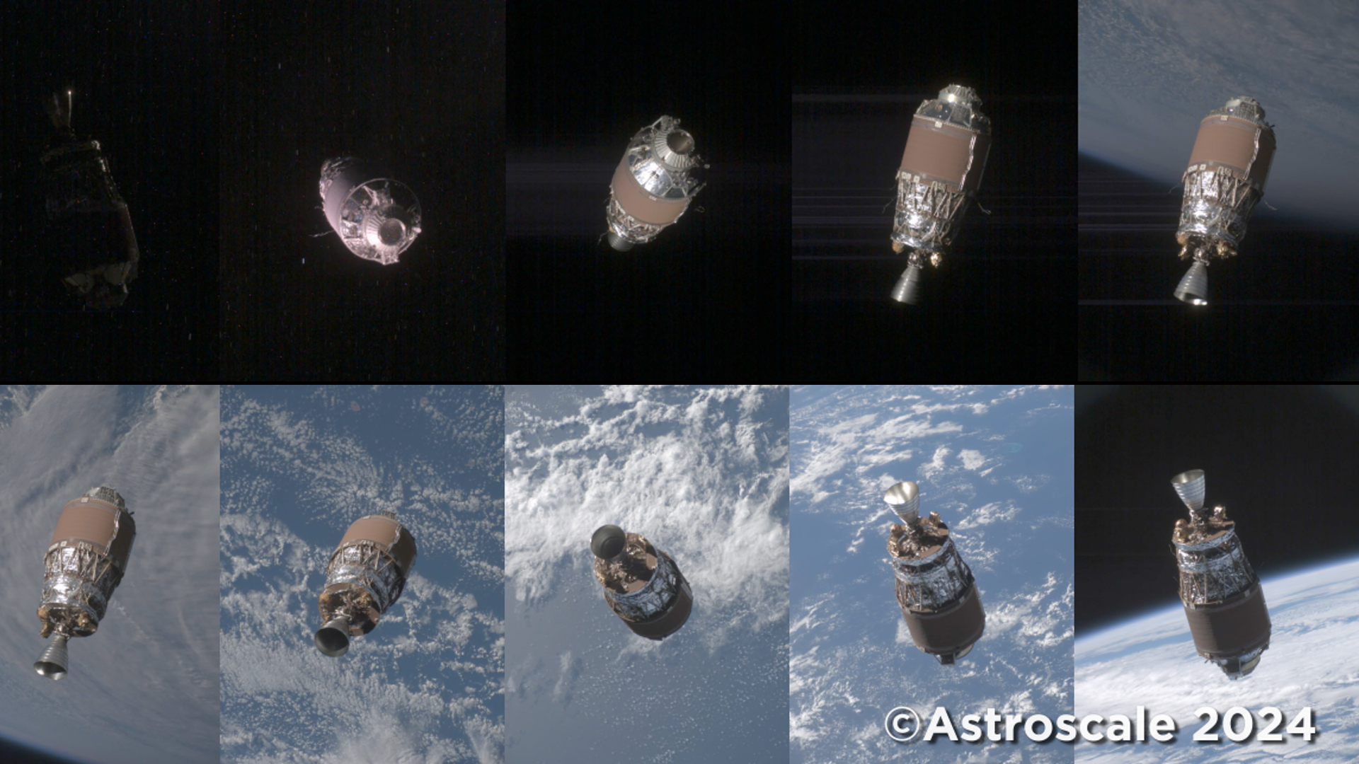 science Un ancien corps de fusée tourne dans l'espace au-dessus de la Terre, vu depuis le satellite ADRAS-J d'Astroscale.