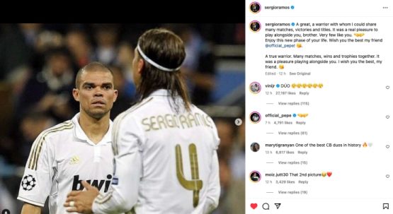 sport Ramos rend hommage à Pepe 1