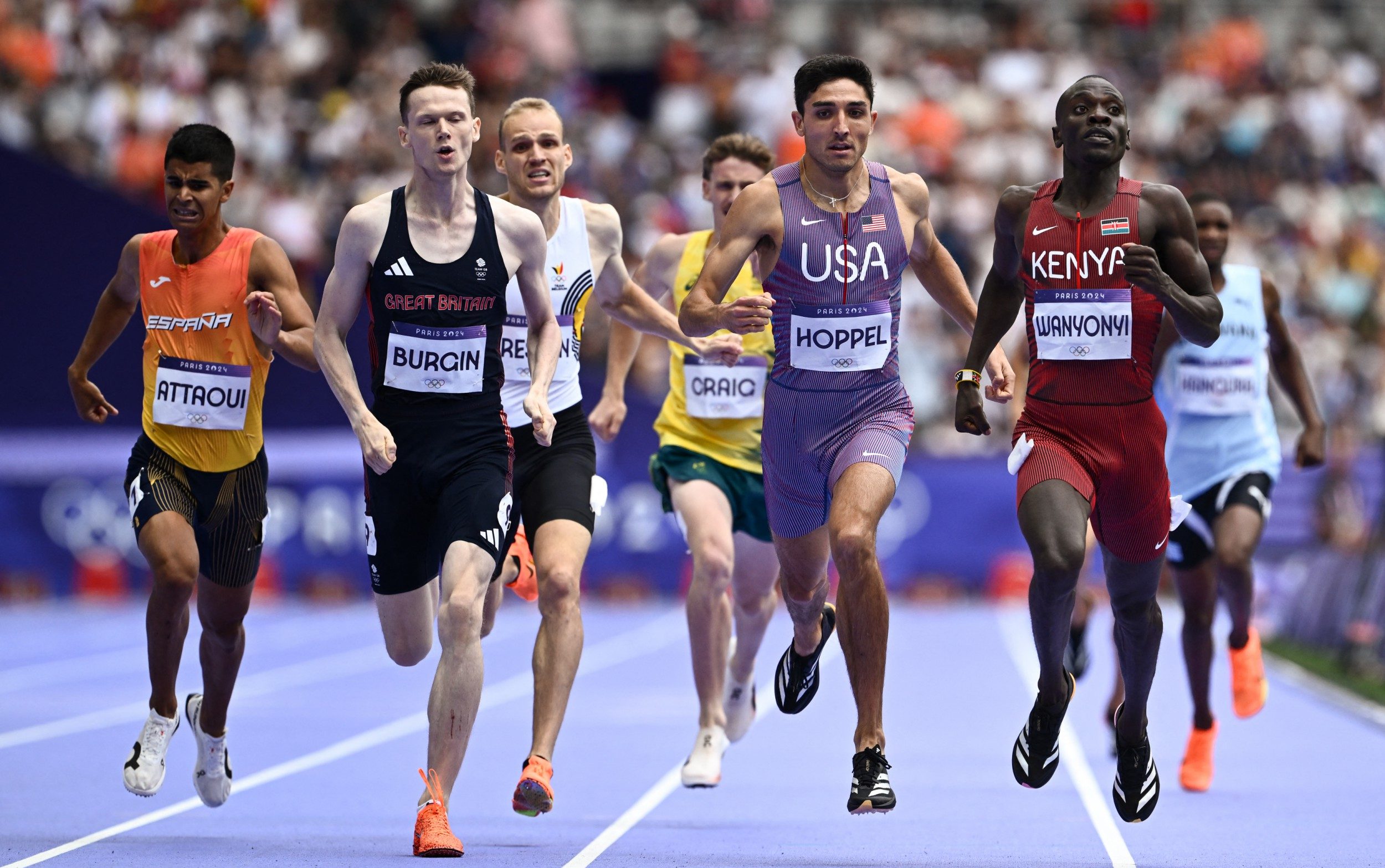 Max Burgin lors de la qualification pour la finale du 800m