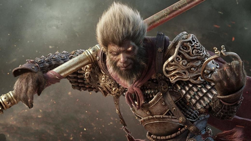 Illustration clé de Black Myth Wukong avec le personnage principal tenant une épée