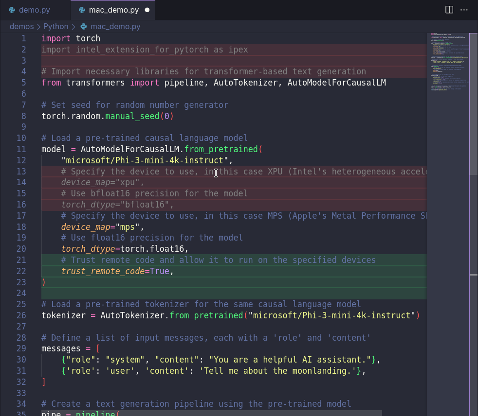 Dans cet exemple, nous utilisons Continue pour ‍refactoriser ce script Python afin qu'il fonctionne ‍sur un Mac avec processeur Apple Silicon.