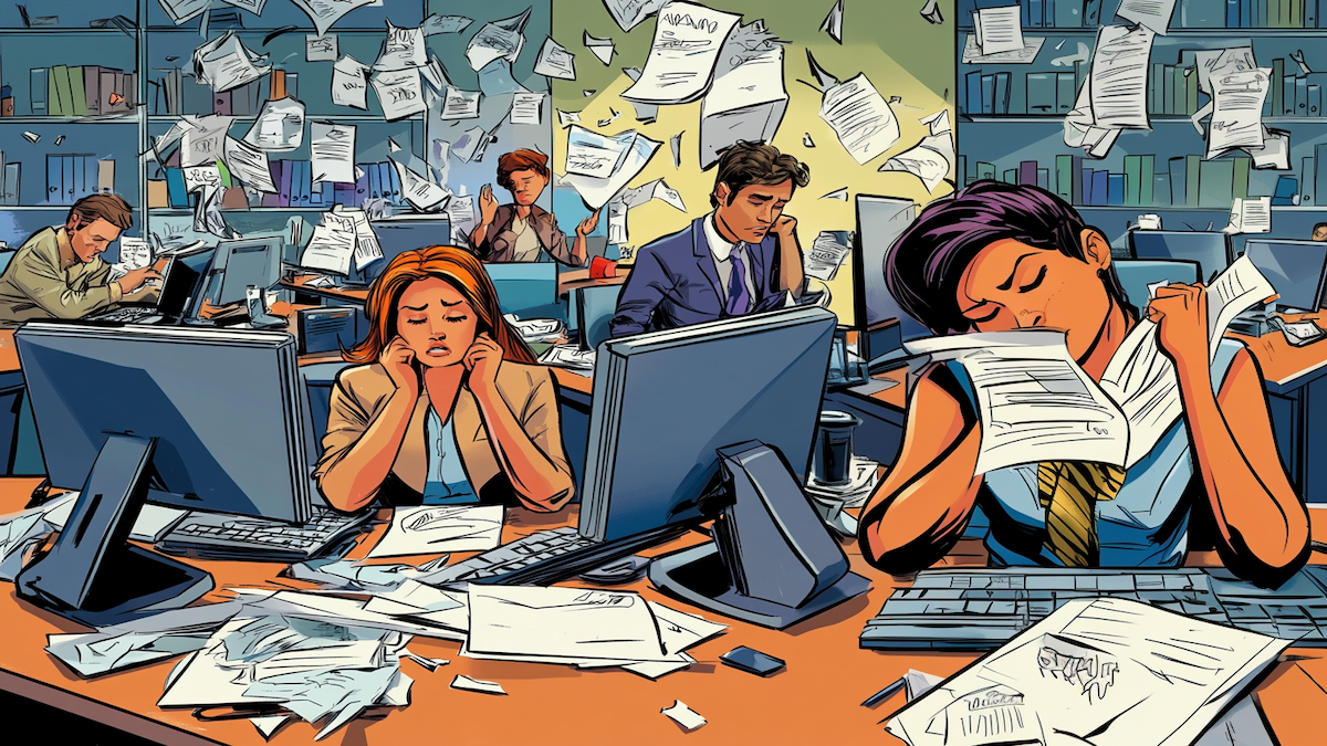 employés stressés utilisant la technologie