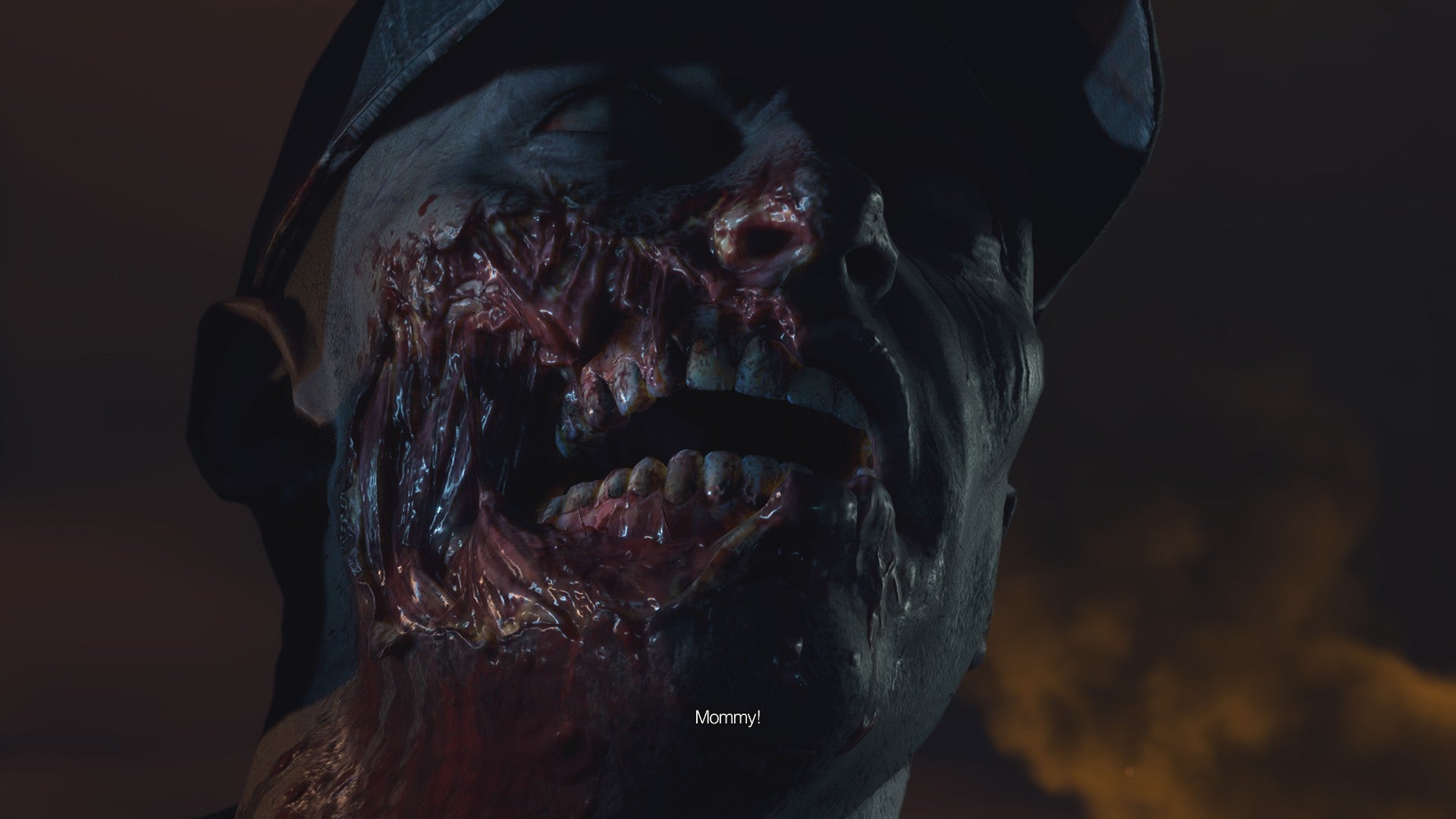 Un zombie avec un visage endommagé dans Dead Rising Deluxe Remaster