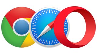 logos des navigateurs Google Chrome, Safari et Opera sur fond blanc.