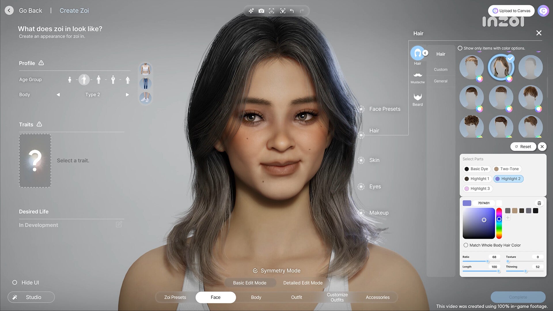 Inzoi's character creator