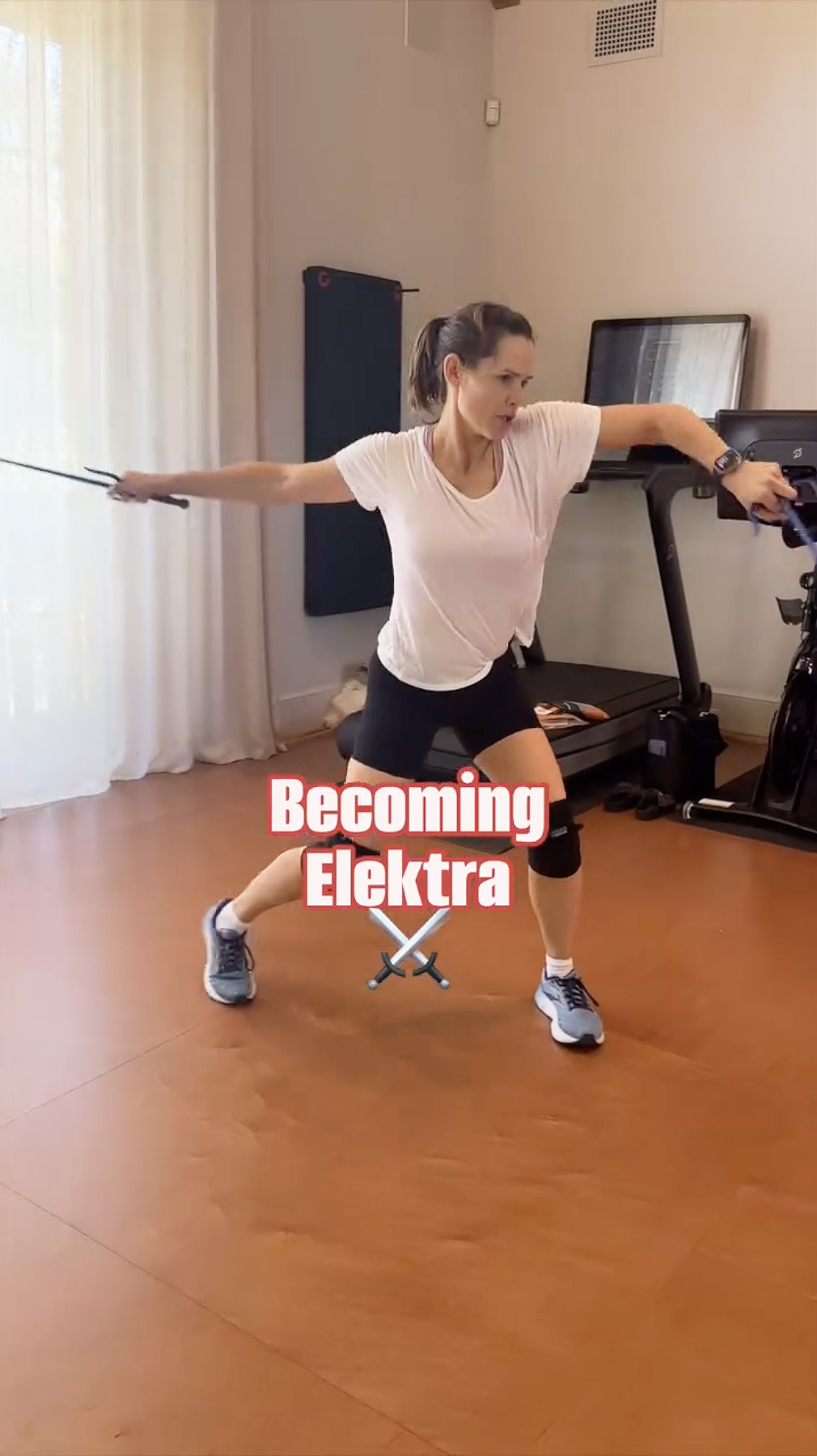 Jennifer Garner en plein entraînement.