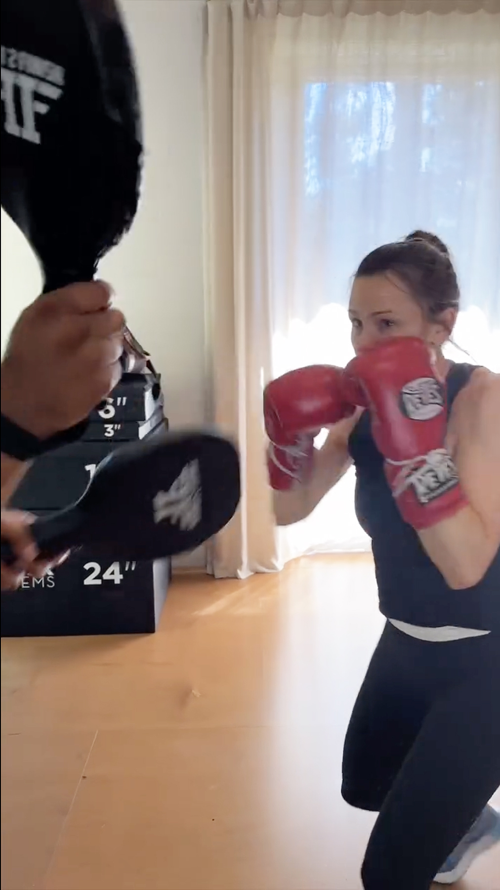 Jennifer Garner en plein entraînement.