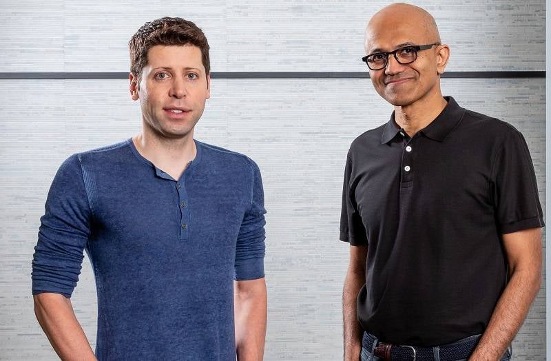 technologie Sam Altman, PDG d'OpenAI, et Satya Nadella, PDG de Microsoft