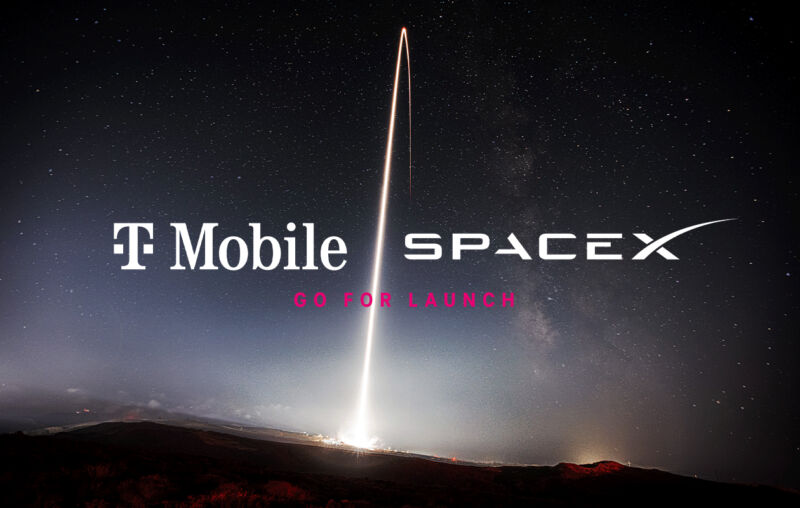 Image promotionnelle illustrant un lancement de satellite pour le partenariat T-Mobile/Starlink