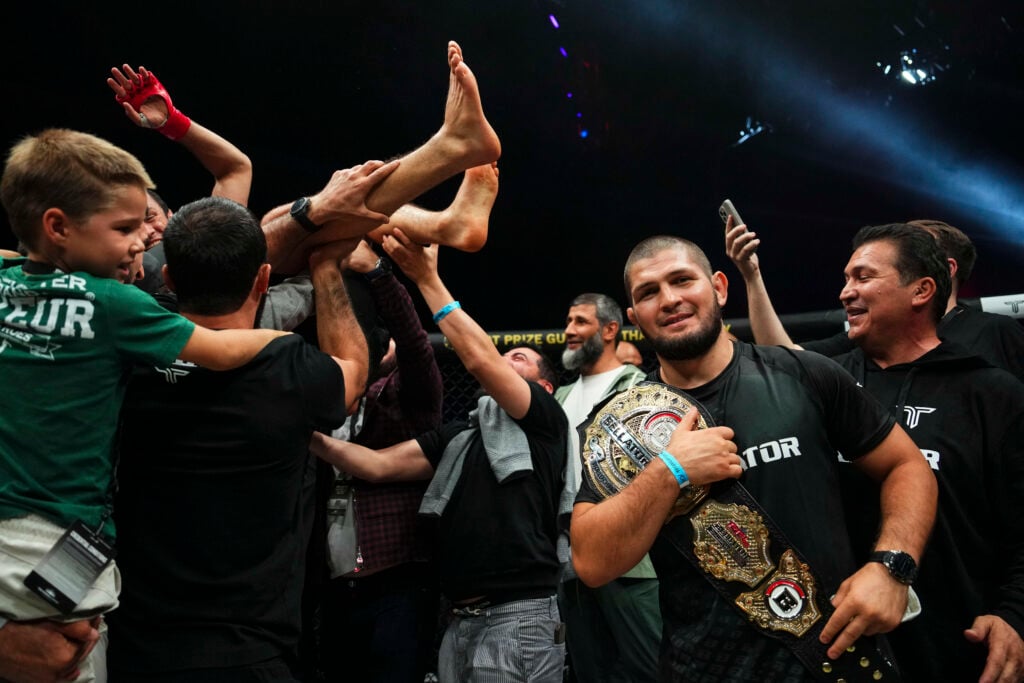 ‘This is dynasty’… Khabib reacts to Usman Nurmagomedov successfully defending Bellator lightweight title as he moves to 18-0