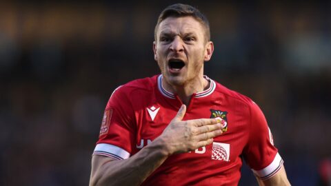 VIDEO: Paul ‘Welshpool’ Mullin! Wrexham star whips out Ryan Reynolds-inspired Deadpool mask as he celebrates scoring on return to starting XI against Salford City