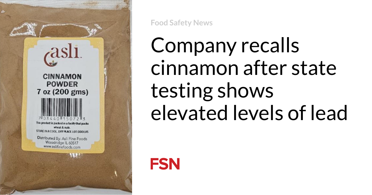 Company recalls cinnamon after state testing shows elevated levels of lead