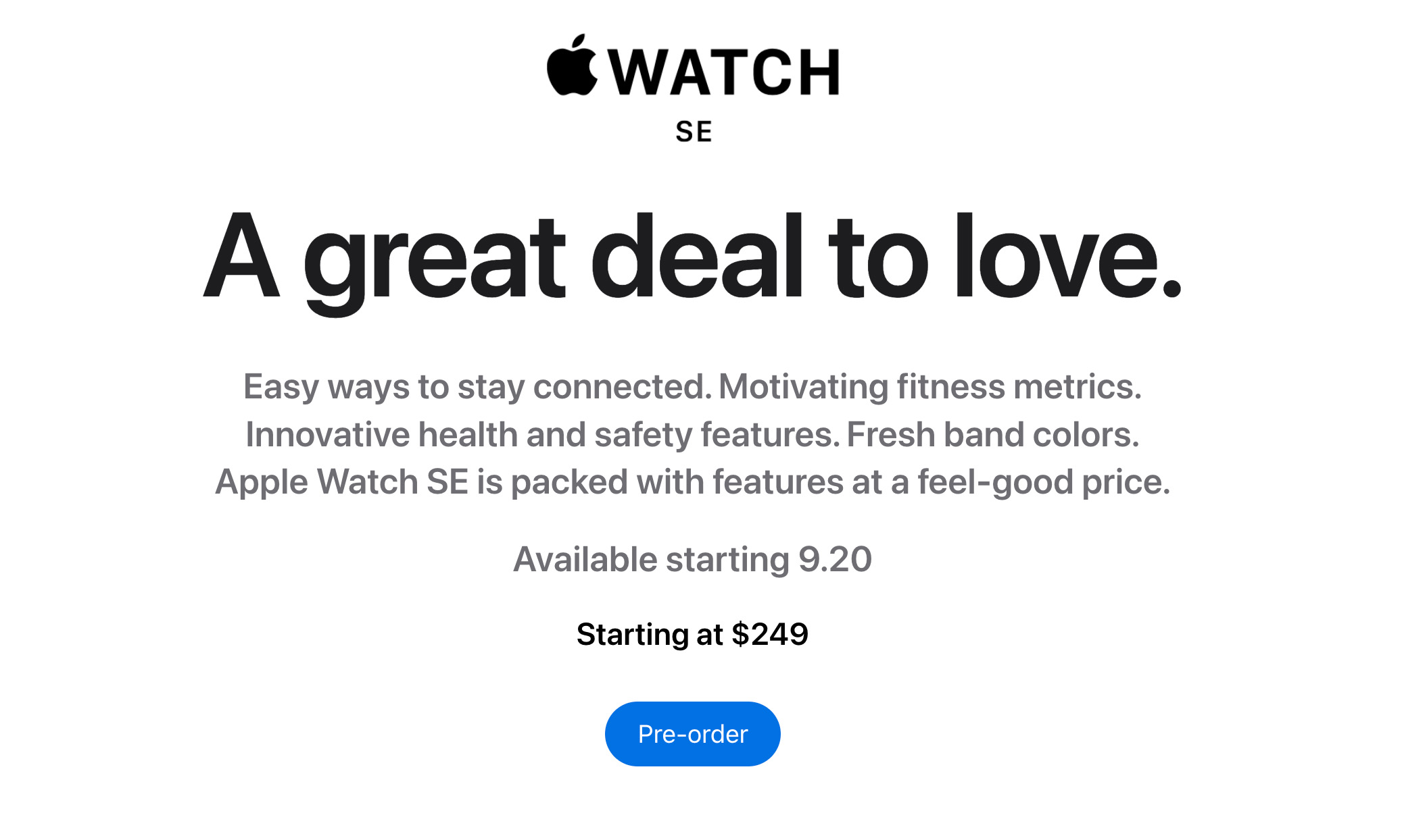 The Apple Watch SE is up for preorder for some reason