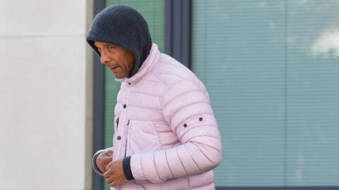 Jay Blades leaves court in hoodie after he was charged with controlling and coercive behaviour against wife