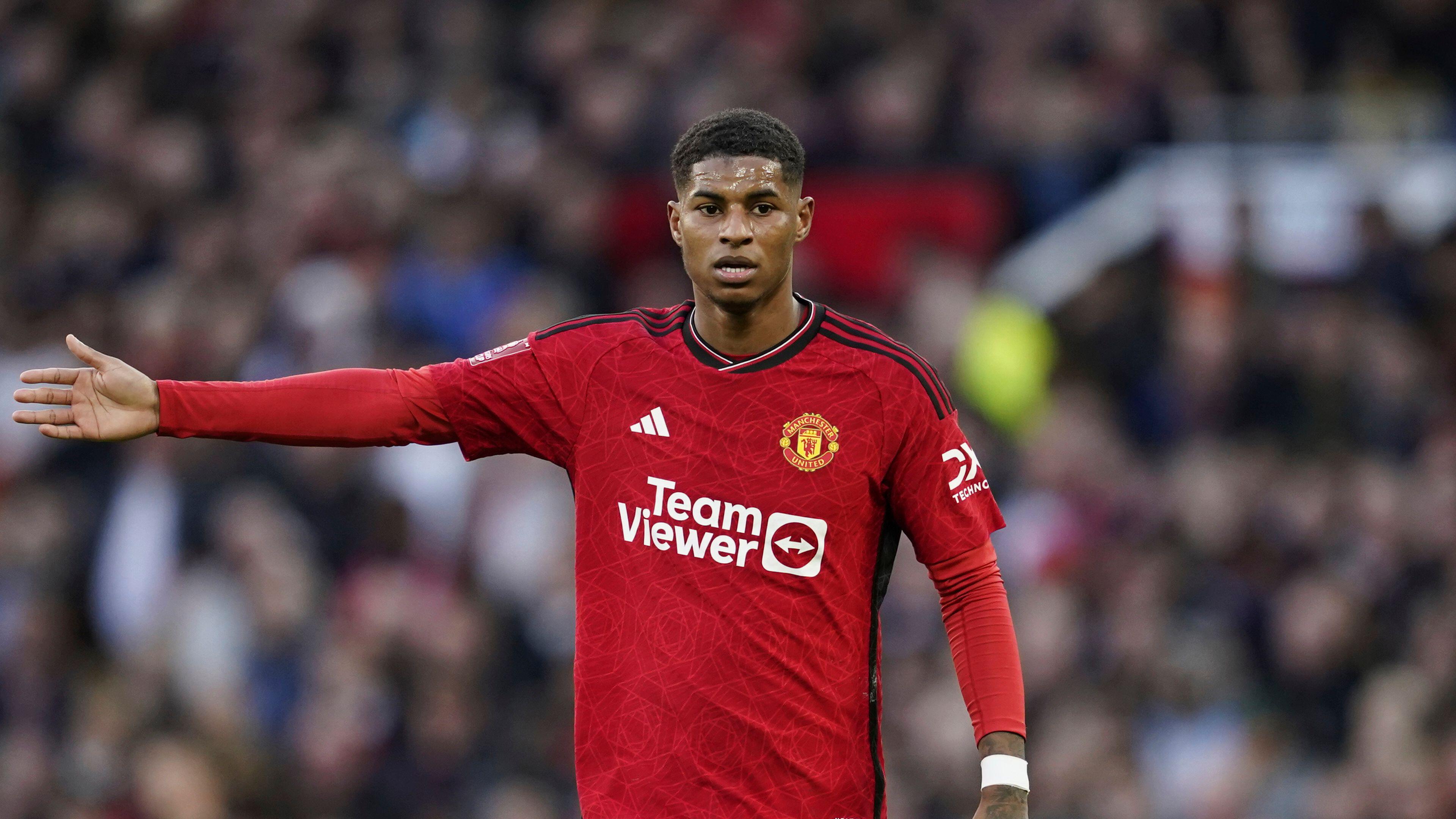 Marcus Rashford en action pour Manchester United, mars 2024