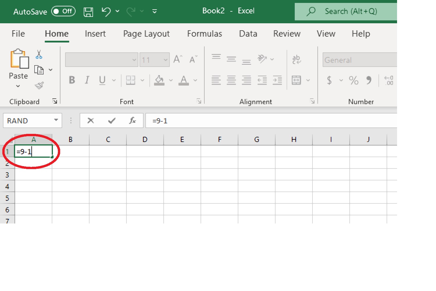 technologie Soustraction de deux nombres dans une cellule d'Excel avec une formule.