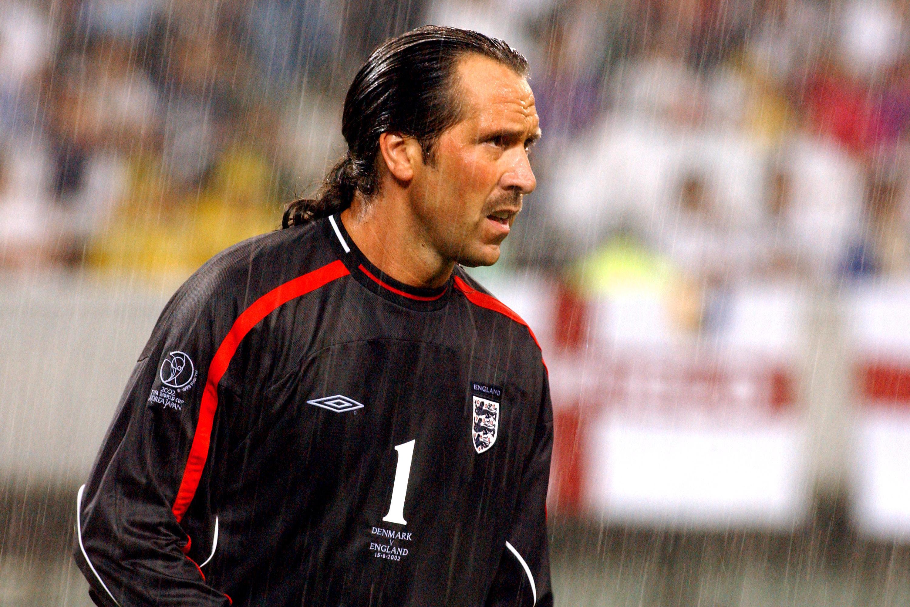 David Seaman en action pour l'Angleterre lors de la Coupe du Monde 2002