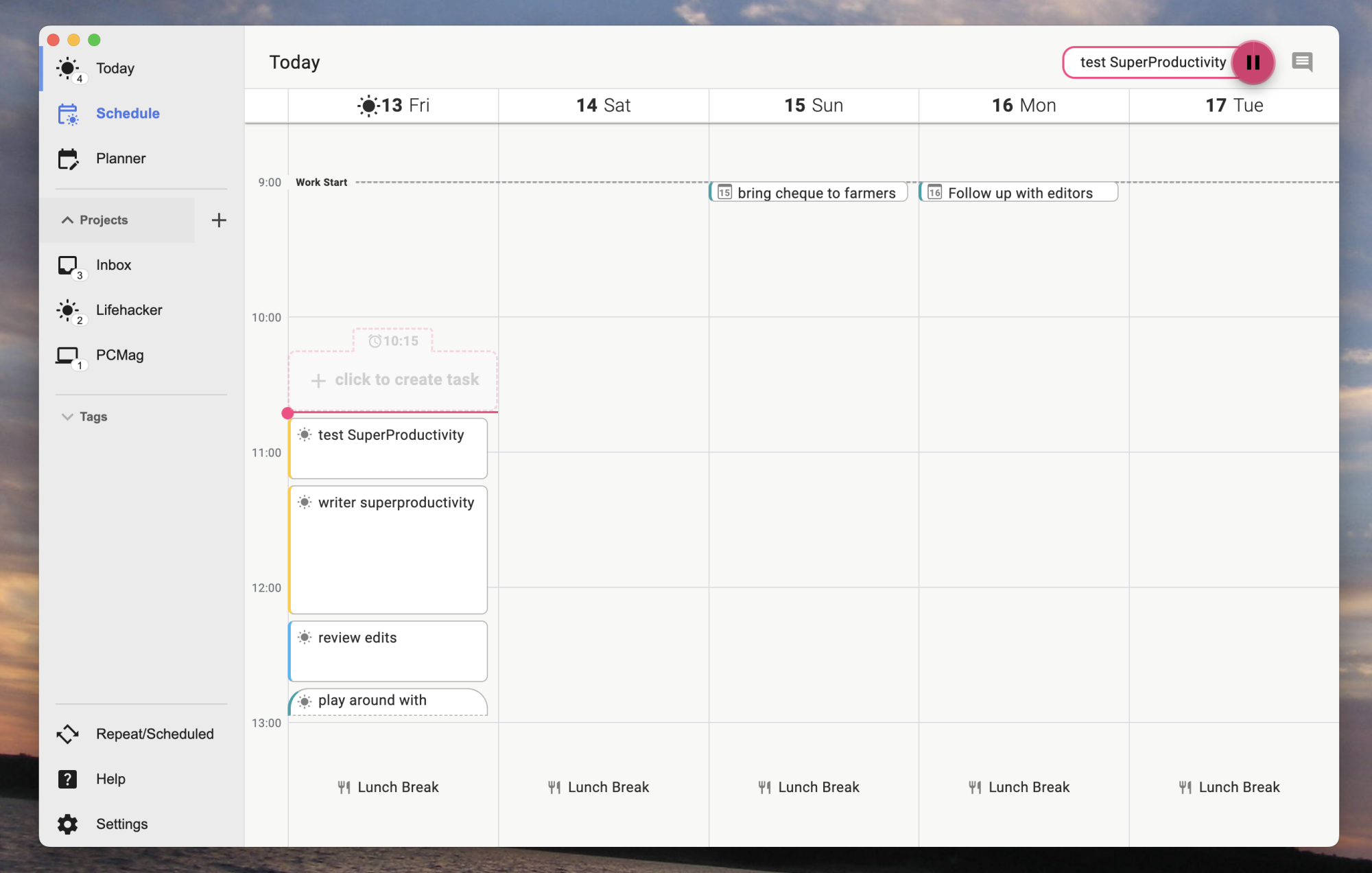 science La vue Calendrier, qui montre vos tâches estimées dans le contexte de votre calendrier.